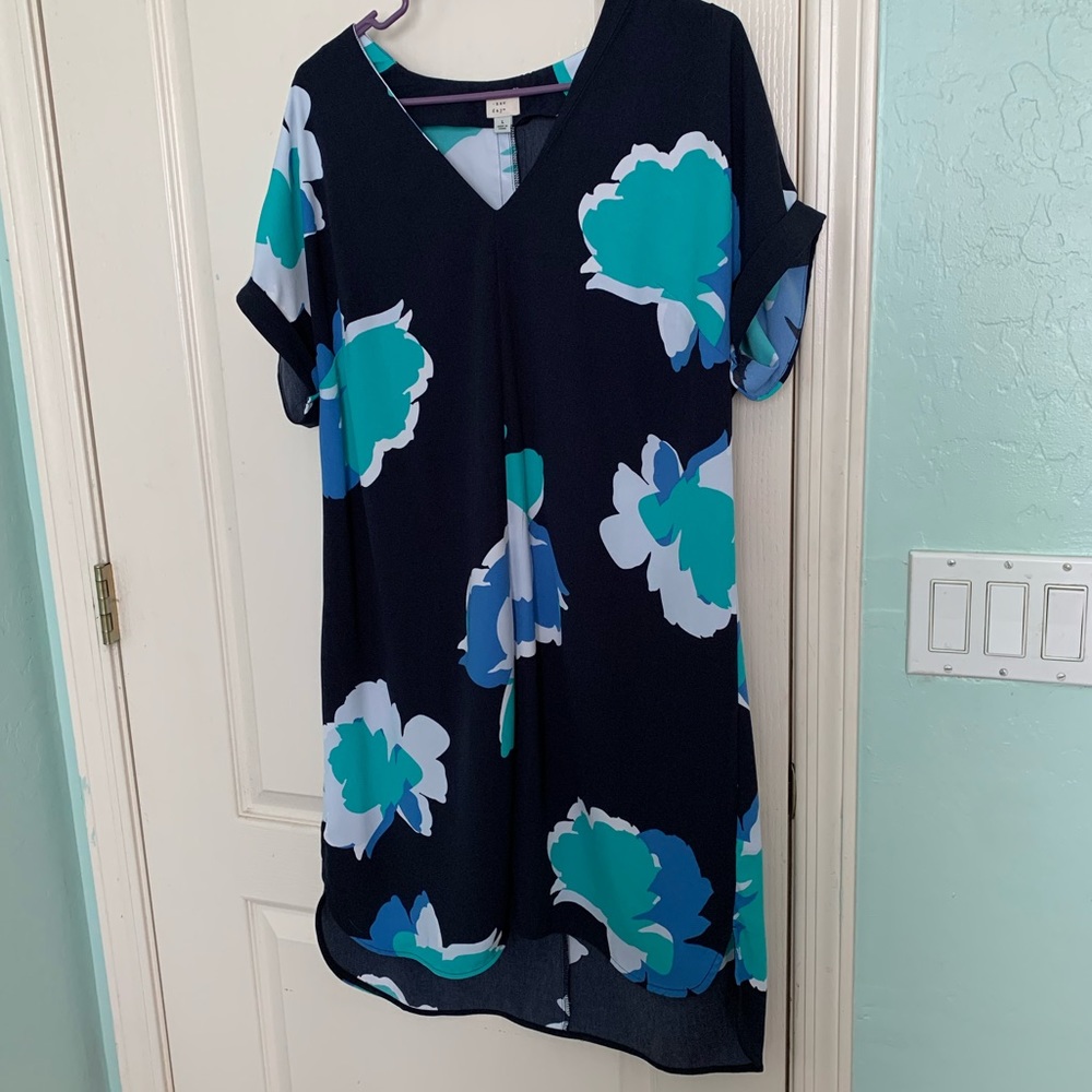 A New Day Two Panel Navy Dress with Floral Design
